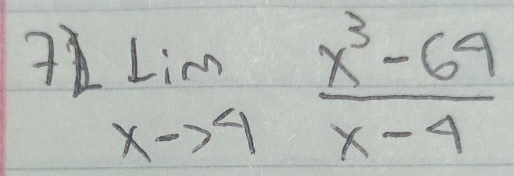 limlimits _xto 4 (x^3-64)/x-4 