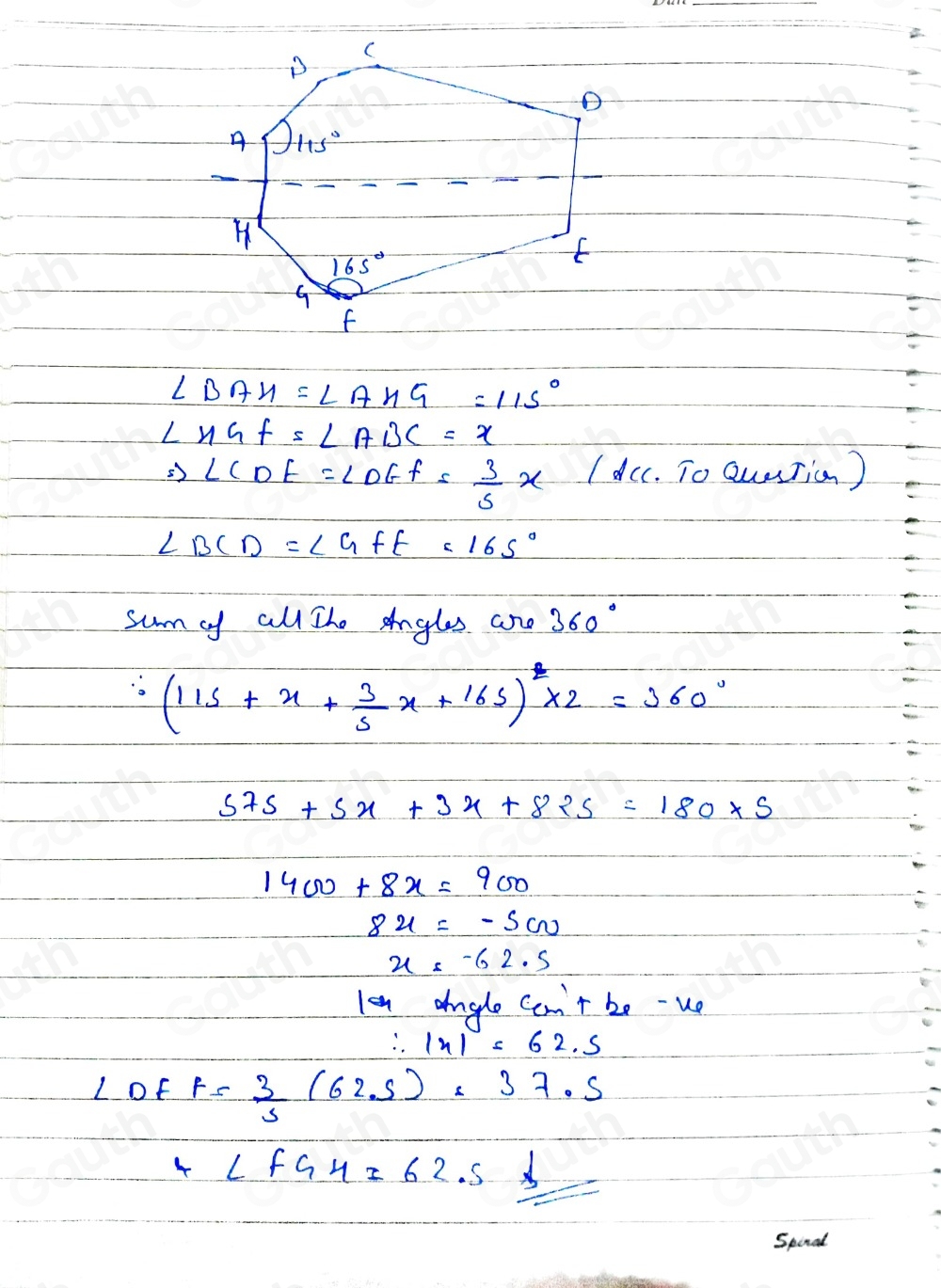 Solved: Exam-style The diagram shows an octagon. The octagon has one ...