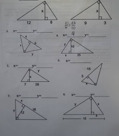 x= _ y= _
4. x= _ y= _
6. x=
5. x= _ 
7. y= _