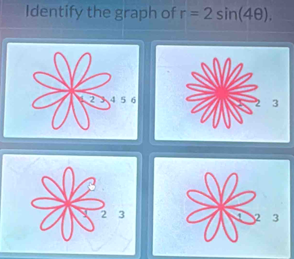 Identify the graph of r=2sin (4θ ).