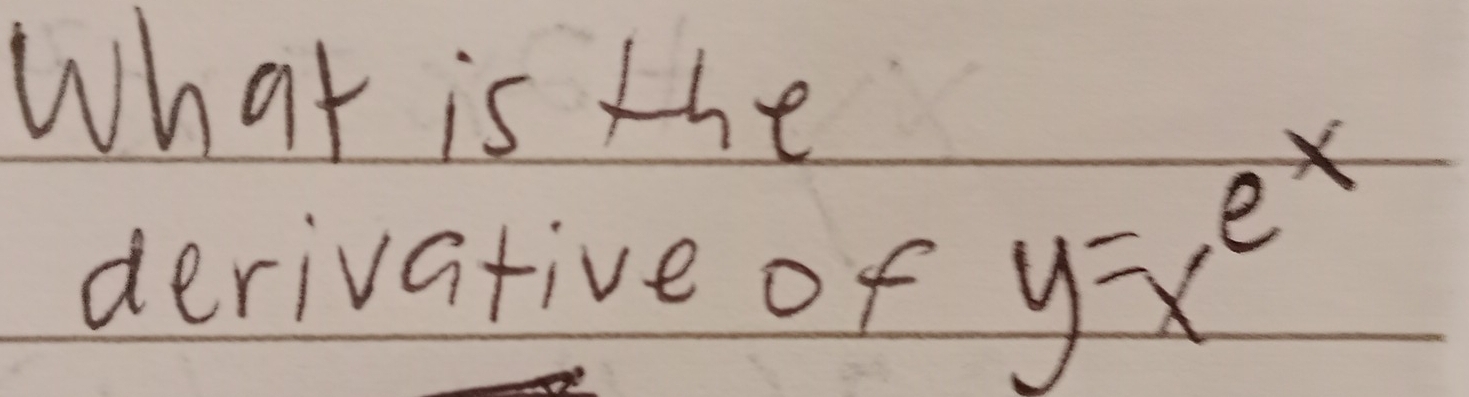 What is the 
derivative of y=x^(e^x)