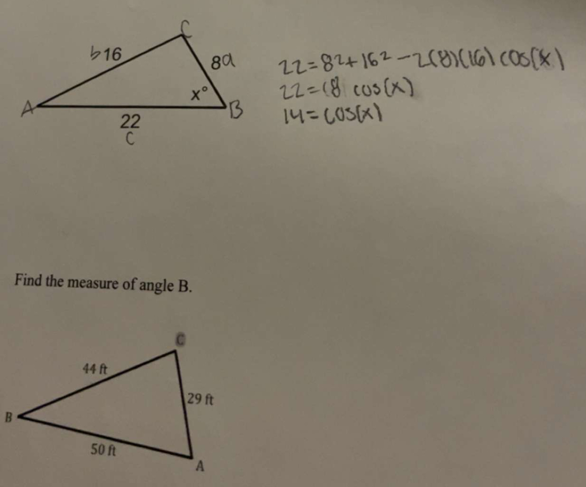 Find the measure of angle B.