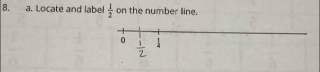 Locate and label  1/2  on the number line.