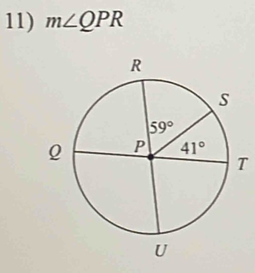 m∠ QPR
T