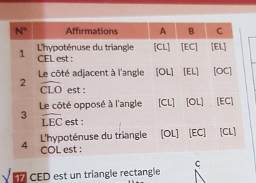 CED est un triangle rectangle