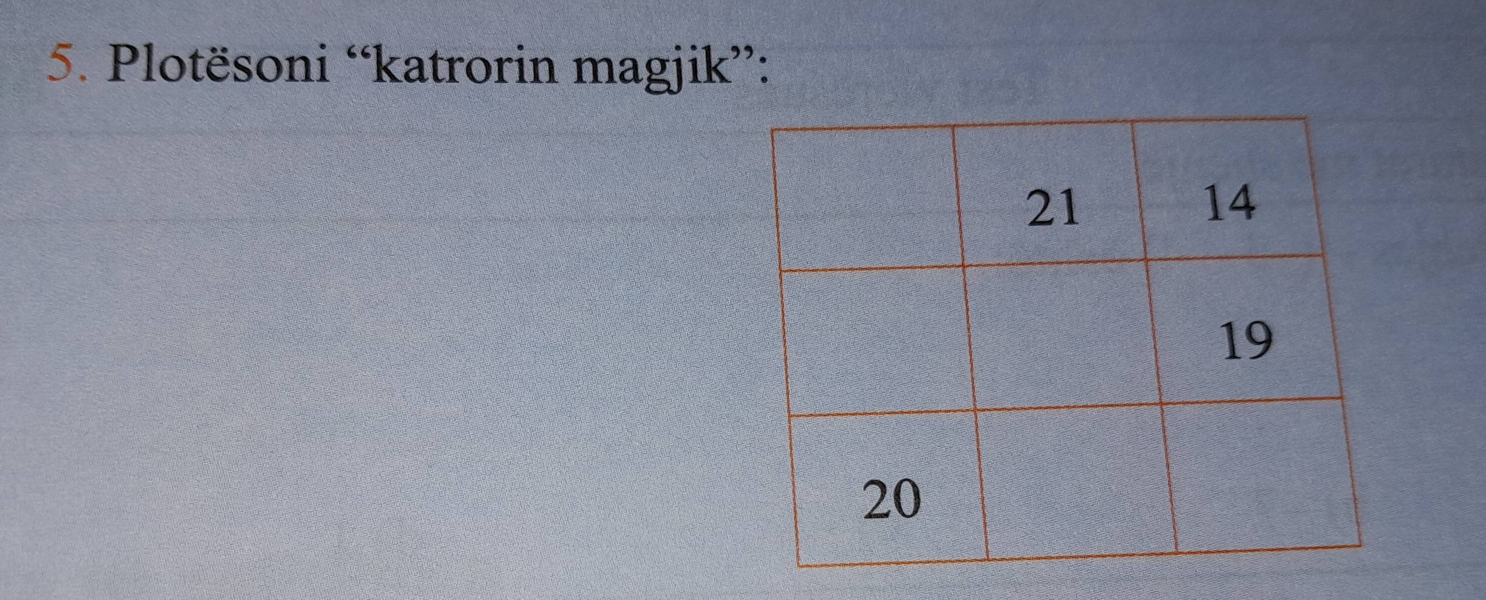 Plotësoni “katrorin magjik”: