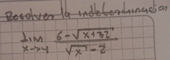 limlimits _xto 4 (6-sqrt(x+32))/sqrt(x^1-2) 