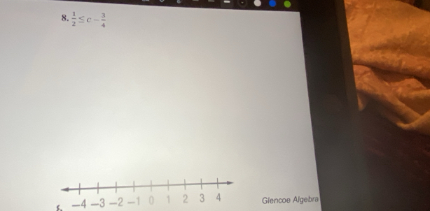  1/2 ≤ c- 3/4 
s. -4 Glencoe Algebra