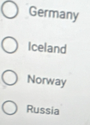 Germany
Iceland
Norway
Russia