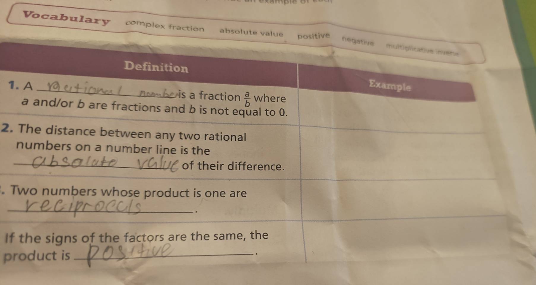 Vocabulary complex fraction absol
1
2.
. 
If
p