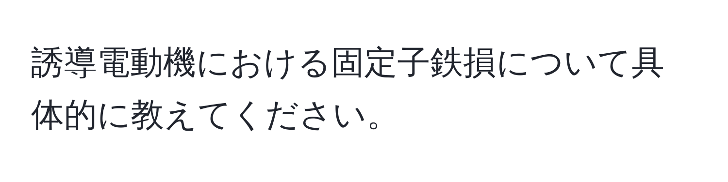 誘導電動機における固定子鉄損について具体的に教えてください。