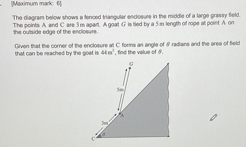 Solved: [Maximum mark: 6] The diagram below shows a fenced triangular ...