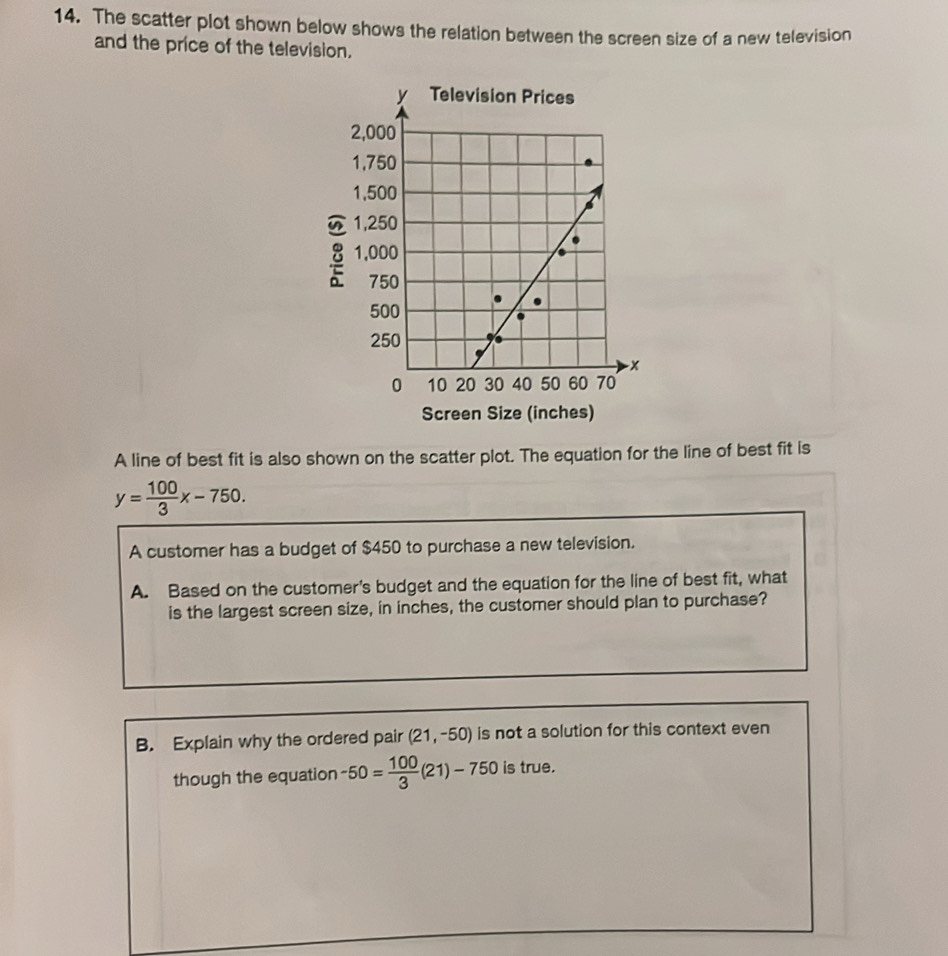 Solved: The scatter plot shown below shows the relation between the ...