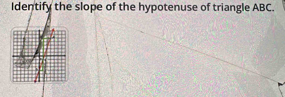 Identify the slope of the hypotenuse of triangle ABC.