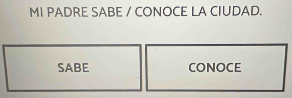 MI PADRE SABE / CONOCE LA CIUDAD. 
SABE CONOCE