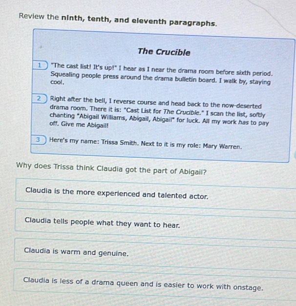 Solved: Review the ninth, tenth, and eleventh paragraphs. The Crucible ...