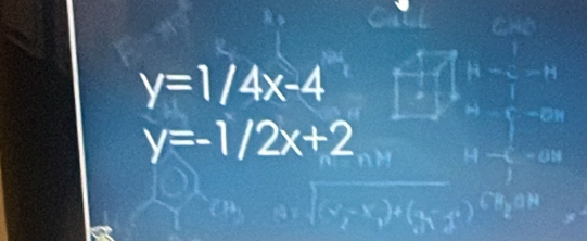 y=1/4x-4
y=-1/2x+2