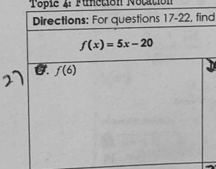 Topic 4: Function Notation
d