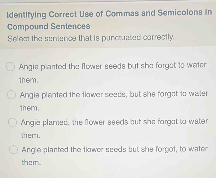 Solved: Identifying Correct Use of Commas and Semicolons in Compound ...