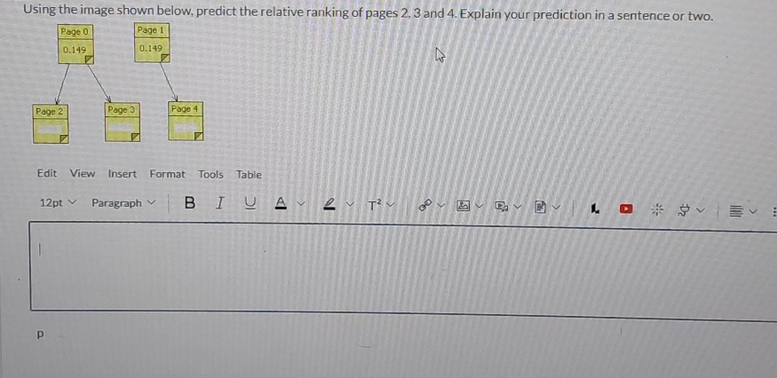 Using the image shown below, predict the relative ranking of pages 2, 3 and 4. Explain your prediction in a sentence or two. 
Edit View Insert Format Tools Table 
12pt Paragraph B I T^2 a^6 P_2
p