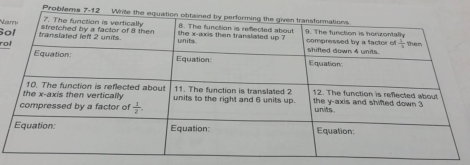 Problems 7-1
N 
So
ro