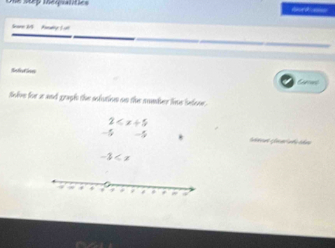 ne stp iequalities 
Sane 2/5 Panady S t 
Snlution Carout 
Solve for a and gragh the solution on the number line below.
2
_ 
_ 
_
-3 -3
-3