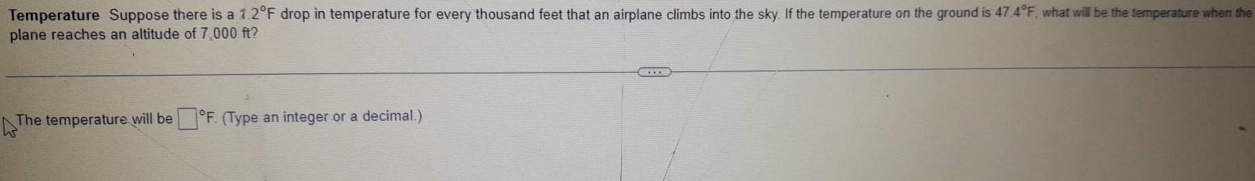 Solved: Temperature Suppose there is a 1.2°F drop in temperature for ...