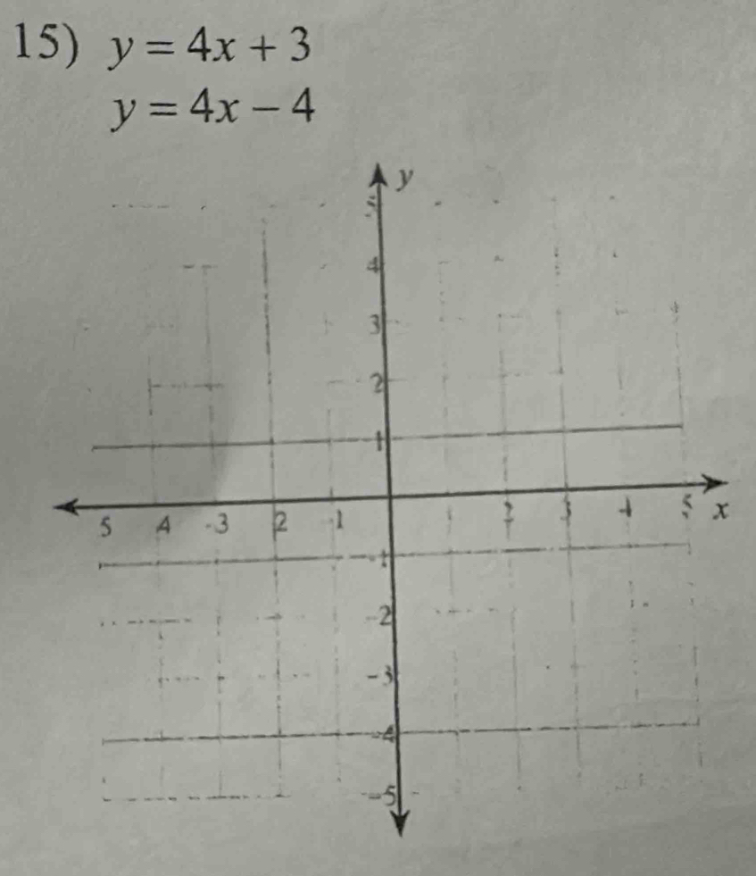 y=4x+3
y=4x-4
x