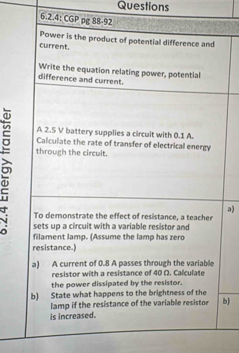 Questions 
6.2.4: 
a) 
b)