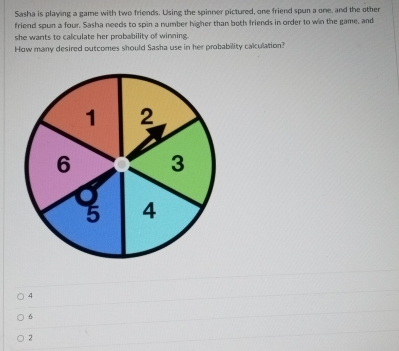 Solved: Sasha is playing a game with two friends. Using the spinner ...