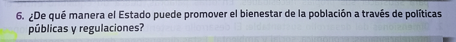 ¿De qué manera el Estado puede promover el bienestar de la población a través de políticas 
públicas y regulaciones?