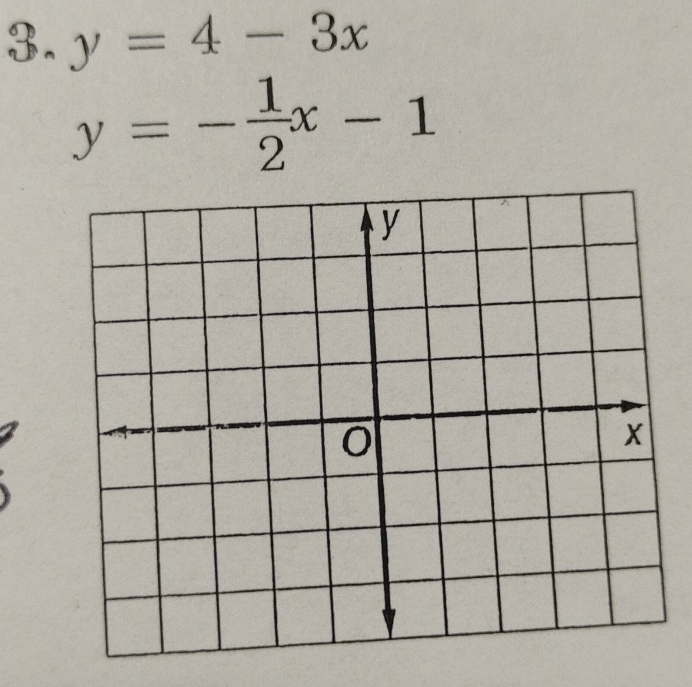 y=4-3x
y=- 1/2 x-1