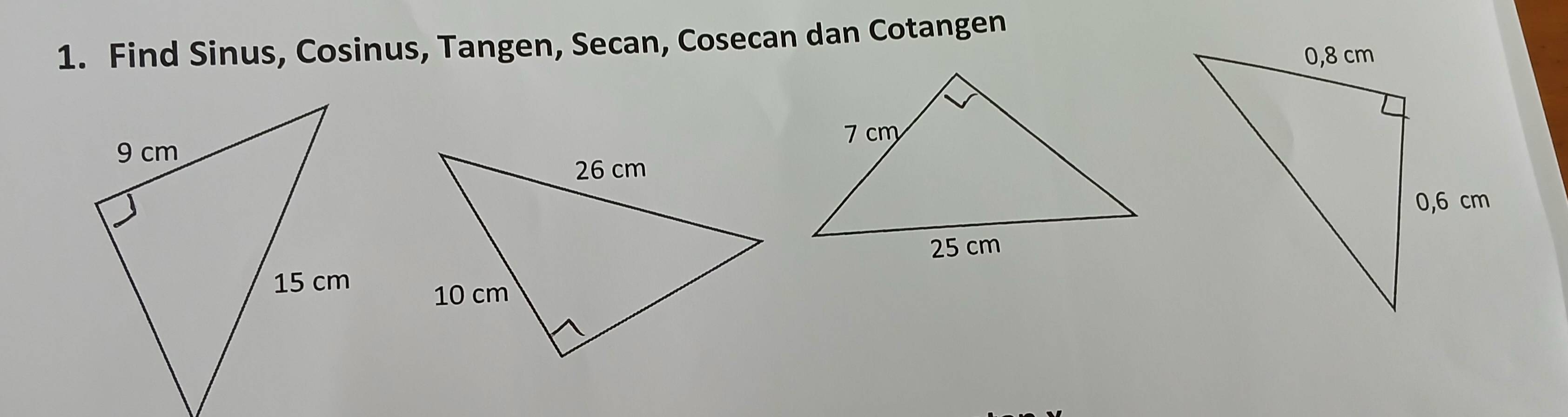 Find Sinus, Cosinus, Tangen, Secan, Cosecan dan Cotangen