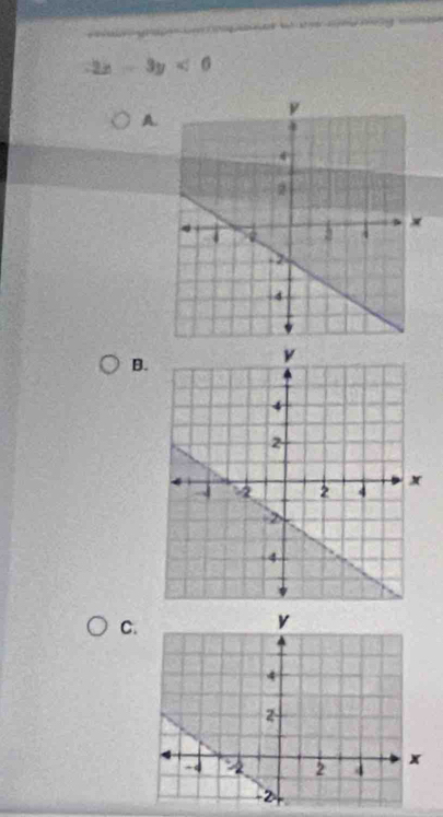 -2x-3y<0</tex> 
A. 
B. 
C