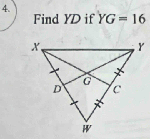 Find YD if YG=16