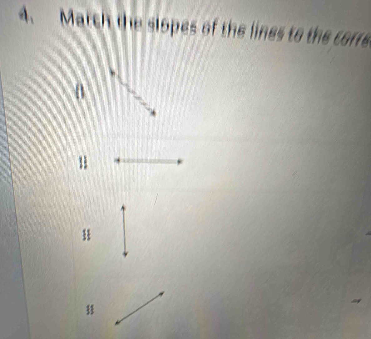 Match the slopes of the lines to the corre 
"