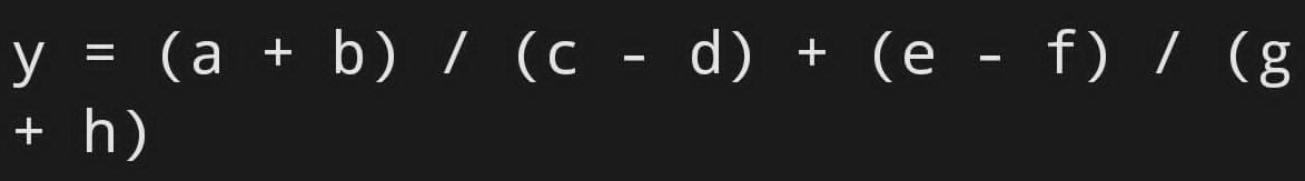 y=(a+b)/(c-d)+(e-f)/( I
+ h)