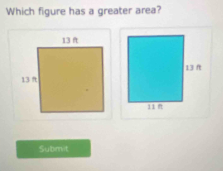 Which figure has a greater area? 
Submit