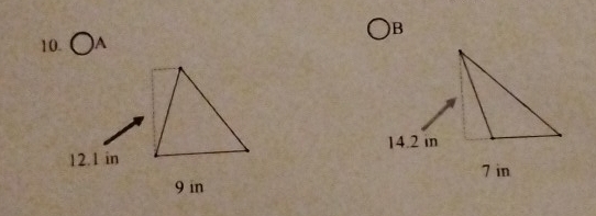 ) B
10. ) A
12.1 in
9 in