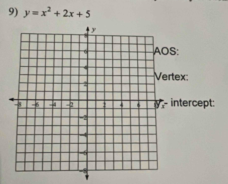 y=x^2+2x+5
x : 
tercept: