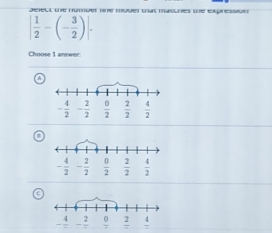 | 1/2 -(- 3/2 )|.
Choose 1 answer: