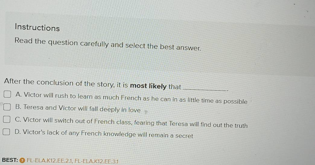 Solved: Instructions Read the question carefully and select the best ...
