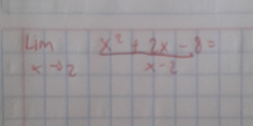 limlimits _xto 2 (x^2+2x-8)/x-2 =