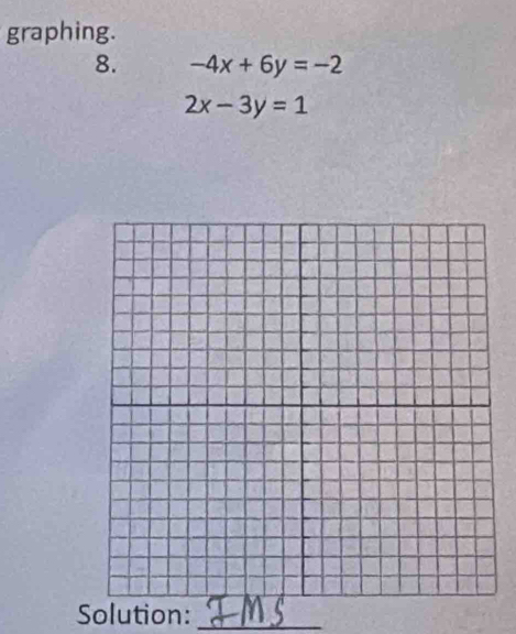 graphing.
8. -4x+6y=-2
2x-3y=1
Solution:_