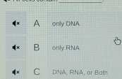 A only DNA
B only RNA
C DNA, RNA, or Both