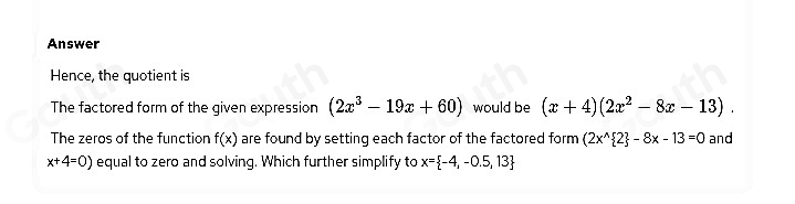 Solved: Use Synthetic Division to determine each quotient (and ...