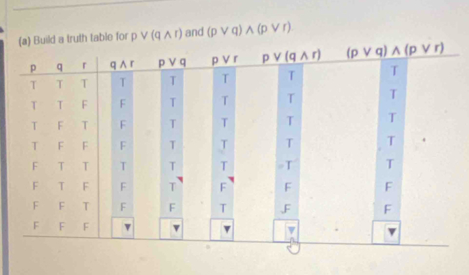 le for pvee (qwedge r) and (pvee q)wedge (pvee r)