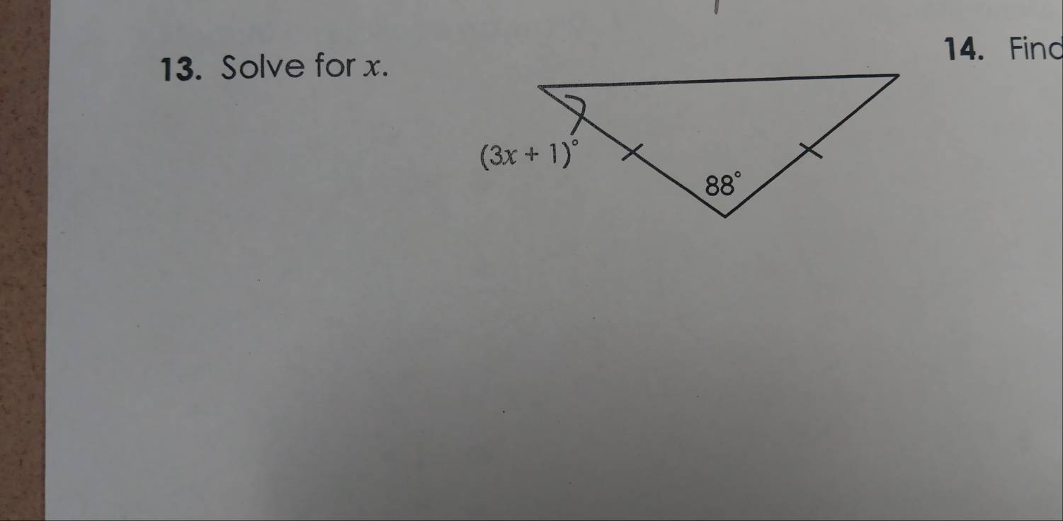 Find
13. Solve for x.