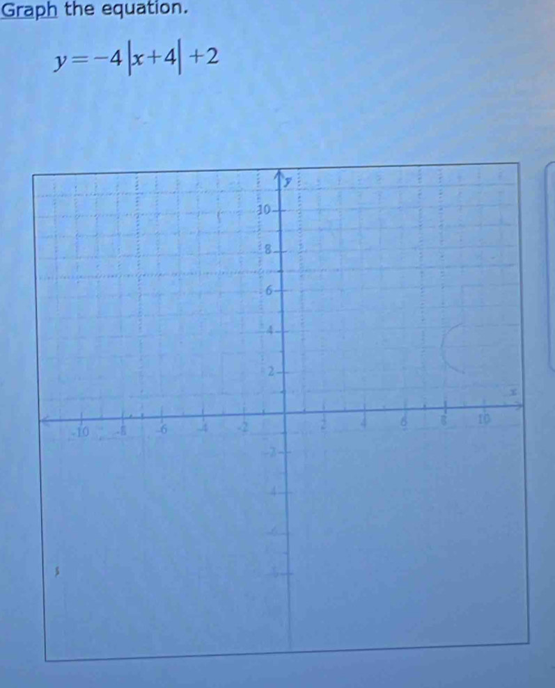 Graph the equation.
y=-4|x+4|+2