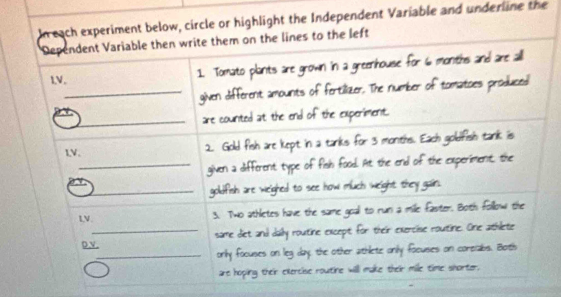 dent Variable and underline the